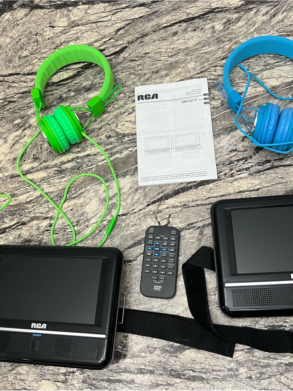 RCA Portable DVD Player with Green Accents – Dual Screen Ready